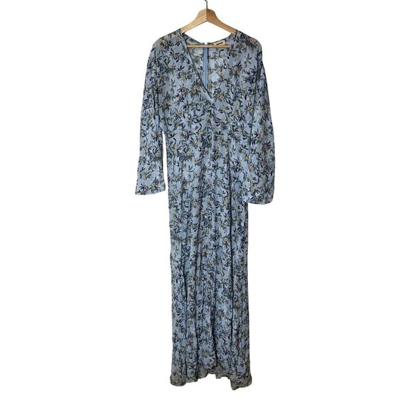 Zadig & Voltaire Blue Long Floral Print Maxi Dress Womens size Small - Picture 2 of 10